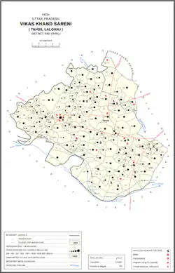 Map showing Deopur (#632) in Sareni CD block