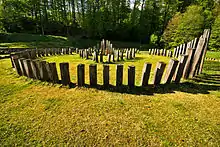 Stone columns forming concentric circles