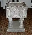 Replica of the Medieval font from Skjeberg Church