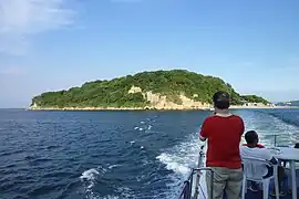 On the ferry leaving the island