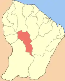 Location of the commune (in red) within French Guiana