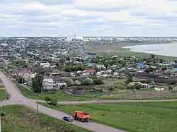 View of Saumalkol by the lakeshore