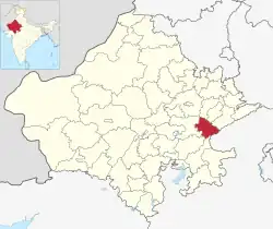 Location of Sawai Madhopur district in Rajasthan