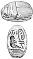 Scarab: top, and engravings.