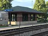 A shelter adjacent to the station.