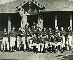 Scotland first rugby team (wearing brown) for the 1st international, v. England in Edinburgh, 1871