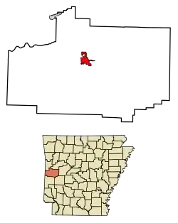 Location of Waldron in Scott County, Arkansas.