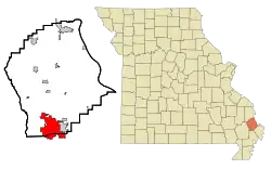 Location of Sikeston, Missouri