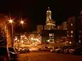 Looking west toward Pioneer Square at night