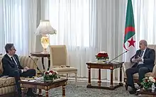 Secretary Blinken with Algerian President Abdelmadjid Tebboune in Algiers, Algeria, March 2022