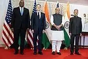 Secretary Blinken and Defense Secretary Austin with Indian External Affairs Minister S. Jaishankar and Defense Minister Rajnath Singh at the 2+2 Ministerial Dialogue in New Delhi, India, November 2023