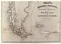 Argentine map 1875: Chilean West-Patagonia, Argentine East-Patagagonia and Tierra del Fuego.