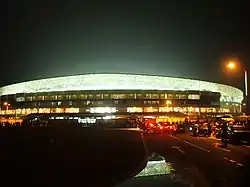 Sekondi-Takoradi Stadium at night.