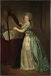 Self-Portrait with a Harp; by Rose-Adélaïde Ducreux; 1791; oil on canvas; 193 x 128.9 cm; Metropolitan Museum of Art