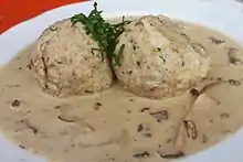 Semmelknödel with mushroom sauce