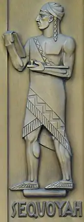 Bronze panel featuring Sequoyah (1939), by Lee Lawrie. Library of Congress John Adams Building, Washington, D.C.