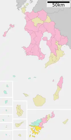 Location of Setouchi in Kagoshima Prefecture