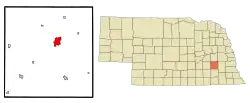 Location of Seward within Seward County and Nebraska