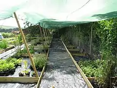 A fabric shade house in England