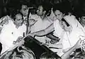 Shaikh Shamim Ahmed (left), with Mrs. Indira Gandhi (former Prime Minister of India) during his Assembly election campaign at Byculla, Bombay on 14 May 1980.