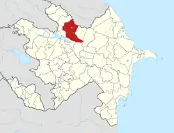 Map of Azerbaijan showing the Shaki District