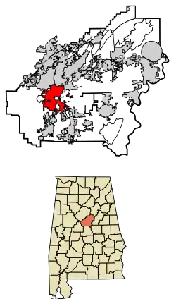 Location of Alabaster in Shelby County, Alabama.