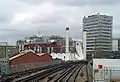 BBC TV centre, seen from Shepherd's Bush Market tube station