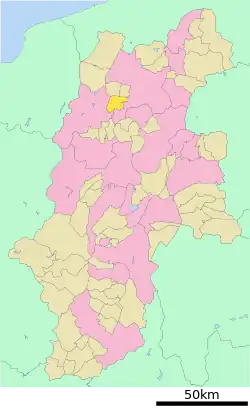 Location of Shinshūshinmachi in Nagano Prefecture