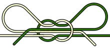 Diagram of common shoelace bow knot, a doubly slipped reef knot