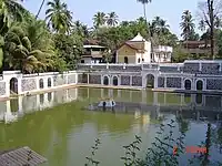 View of the Shri Mangeshi Temple water tank