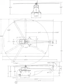 3-view line drawing of the Sikorsky HO4S-2