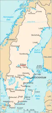 Map of Siljan in Sweden