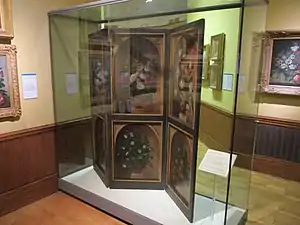 Three Panel Screen (1838), Norfolk Museums Collections. Painted by Sillett, possibly for use in his house on Upper King Street, Norwich. Oil and canvas on paper.