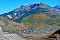 South aspect of Storm Peak/Hancock Peak rises above Silverton.(summit of Storm not visible)