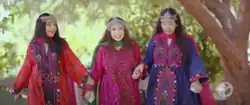 Sindhi women wearing traditional clothing on Sindhi Cultural Day in Jamshoro, Pakistan.