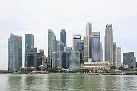 Skyline of Singapore's central business district.