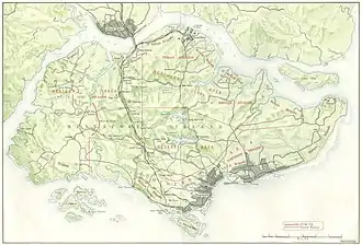 The map shows terrain elevations, roads, and major populations centers, with writing overlaid stating where various Allied units were located.