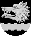 A wolf head erased in the coat of arms of Sipoo