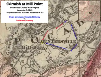 Old map showing troop movements