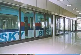 A Skybus Metro car at a station