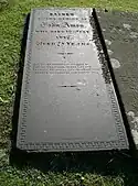 Swithland slate tomb-slab, St Wulfram's churchyard Grantham, by Collingwood 1842