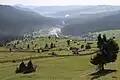 Overview of Slătioara (with its UNESCO-recognized secular forest around), a picturesque Romanian Waldhufendorf