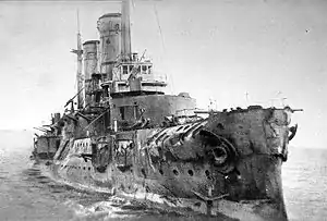 Image 4The Russian battleship Slawa, crippled by German gunfire and sinking off Ösel, Baltic Sea, October 1917. Photo credit: Image taken from Der Weltkrieg in seiner rauen Wirklichkeit. Original photographer unknown.