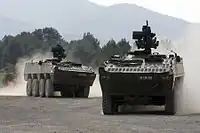 Slovenian Patria AMVs with 40mm Mk 19 automatic grenade launchers.