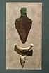 Copper dagger, bow-shaped pendant and flint arrowhead, Czech Republic