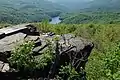 View of Morské oko from Sninský kameň in spring