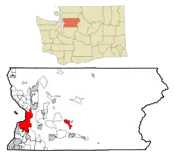 Location of Everett, Washington