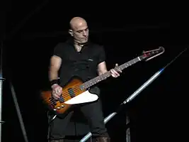 Zeta Bosio performing live with Soda Stereo at Estadio Nacional de Chile in Santiago, Chile on 27 October 2007.