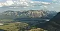 Sofa Mountain, Vimy Peak, and Mt. Cleveland seen from Bellevue Peak