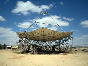 Large solar dish scaffolding at Ben-Gurion National Solar Energy Center.